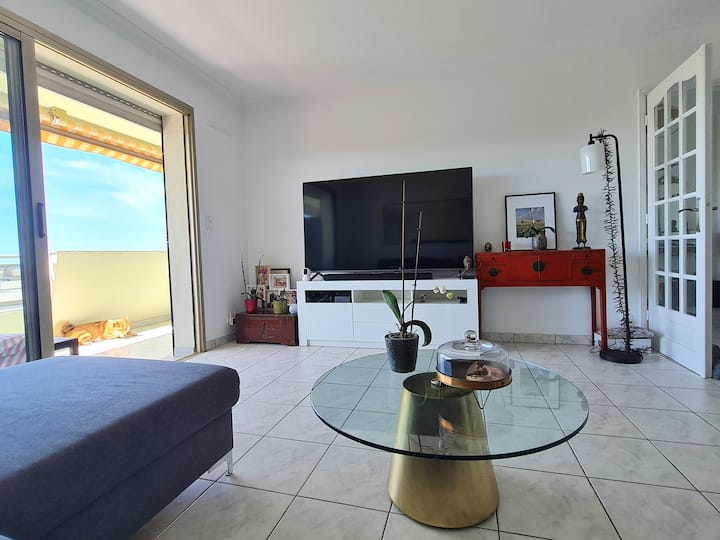 Dernier éTage, Vue Mer, Terrasse, Piscine, Plage - Juan-les-Pins