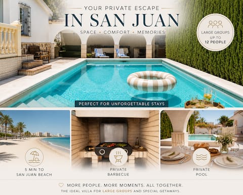 San Juan Beach 5 min away | Private Pool and BBQ
