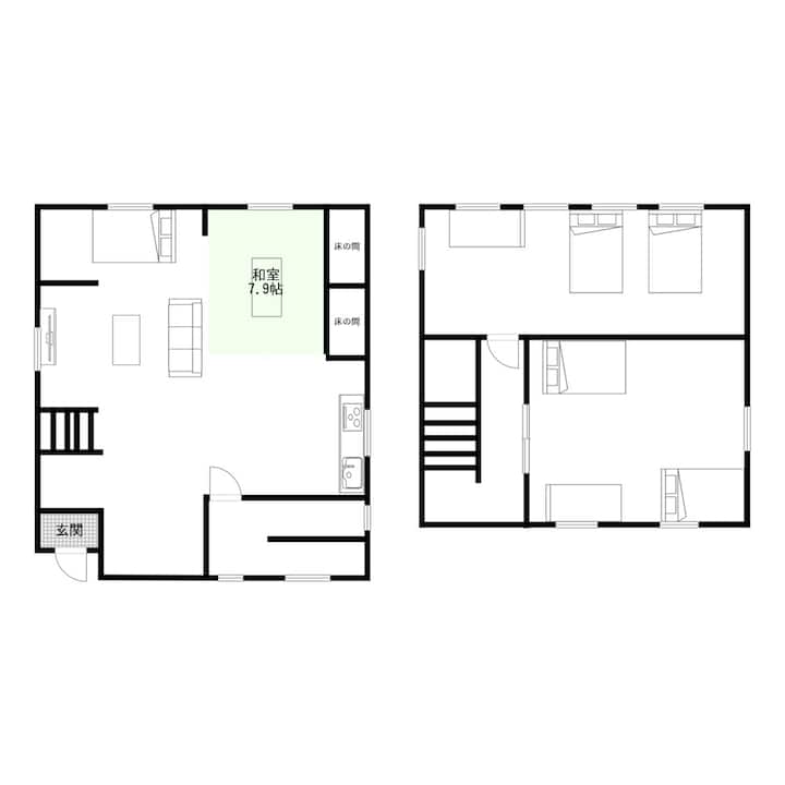 ２フロア貸切の隠れ家/付近最大級の広さ/中心地/高品質マットレス/ - Naha