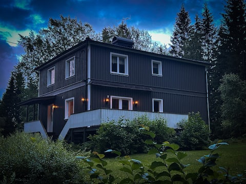 Nature-loving house near lake and city.