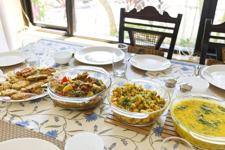 A look on the home-cooked meal prepared by the in-house cook according to your preferences