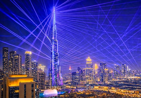 Panoramic Burj Khalifa, Skyline & Fountain View