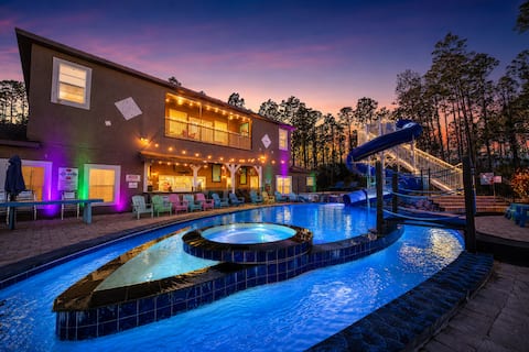 Lakefront Estate · Pool & Waterslide · Sleeps 45