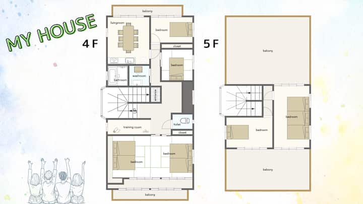 Nishijin/20 Person/10 Double Bed/170m2/6 Bed Room - Fukuoka