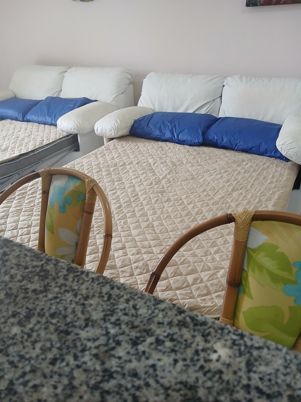 Обрнете внимание на сите информации во огласот. Нема приватна соба, тоа е КИТНЕТ. Двата каучи се тропски, односно може да се користат како каучи, а да се трансформираат во кревет кога се одмарате.