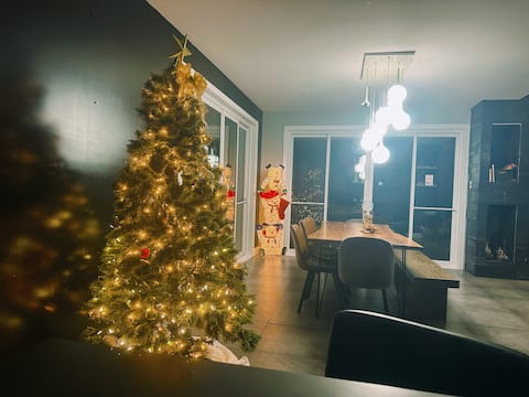 Holiday decorated party chalet