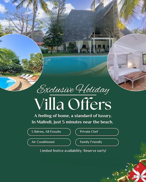 Luxury 5Bdrm Malindi Villa | Pool & Outdoor Space
