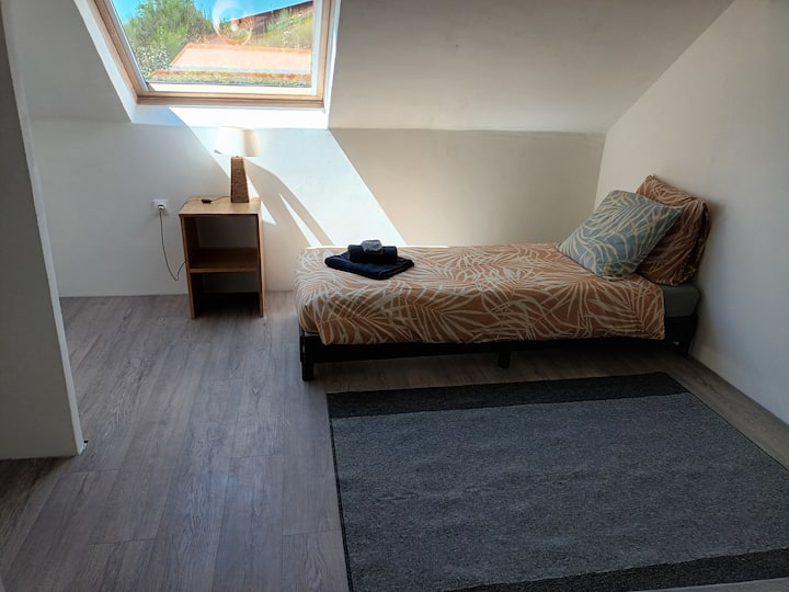 Deux lits simples au premier étage qui peuvent être plâtrés ensemble si vous le souhaitez.