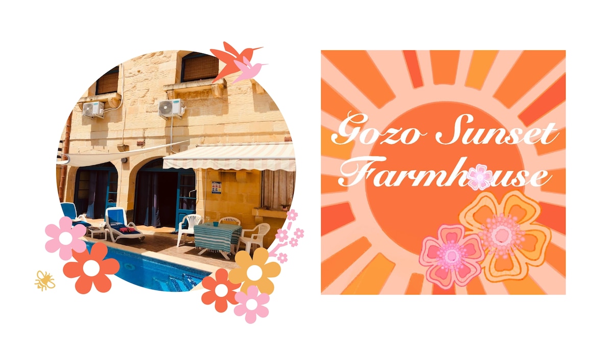 A tranquil pool area is featured with comfortable lounge chairs arranged around the water. A shaded seating space is visible, providing a refreshing retreat. The stone walls of the structure exhibit a warm hue, complemented by the pattern of a sunny mural nearby.