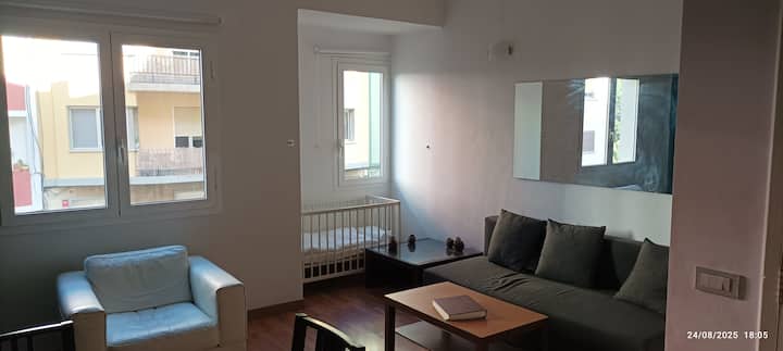 LIVING ROOM - A double sofa bed.
