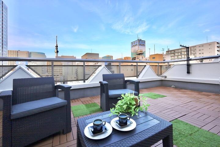 JR錦糸町徒歩4分;210平米超大空間;和風庭園;观景晴空塔大露台;榻榻米 gallery image 3