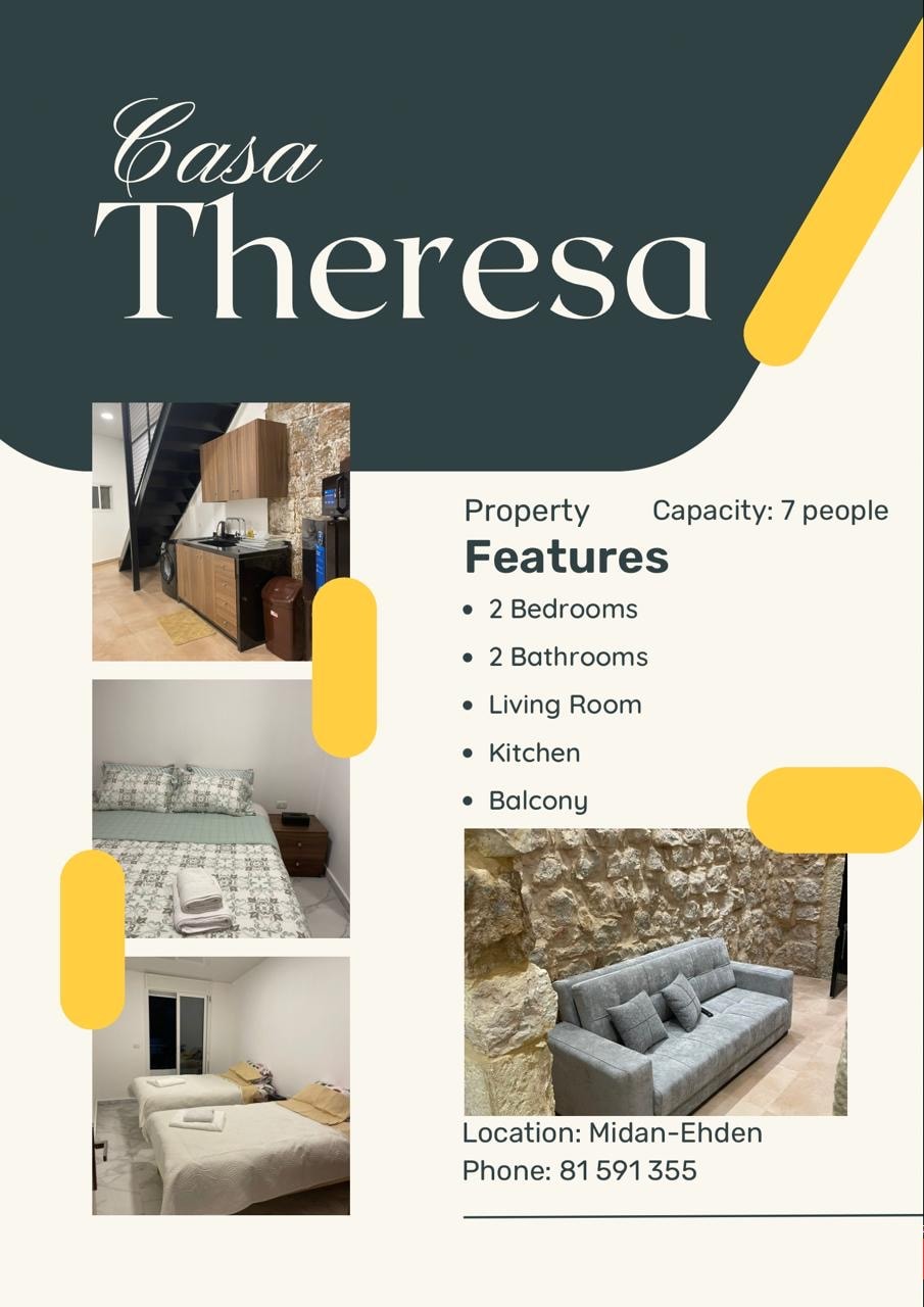 A bright living space is presented with a comfortable sofa and a stone wall, enhancing the rustic charm. An inviting bed is positioned next to a window, allowing natural light to fill the room. An overview of two bedrooms is also included.