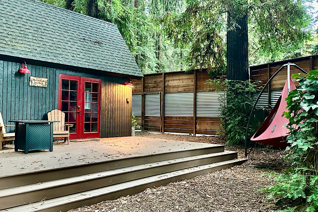 Fanion Ancien Feutre Rouge Et Bleu – Honor Cabin California Estate – Années 60