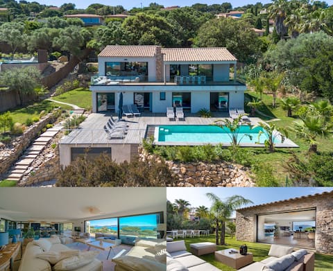 New modern villa – Sea view –90 m from the beach