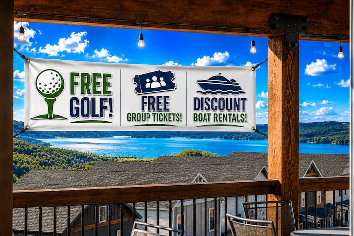 Lg Lake Home -Sleep 23 -Free Tickets + Golf Deals! - Branson, MO