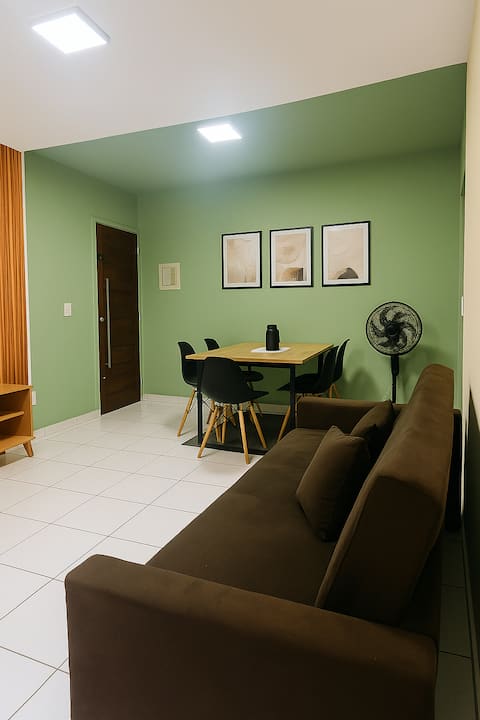 Two bathrooms, covered garage, 24-hour security