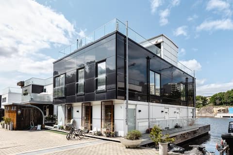 Lake villa on the water