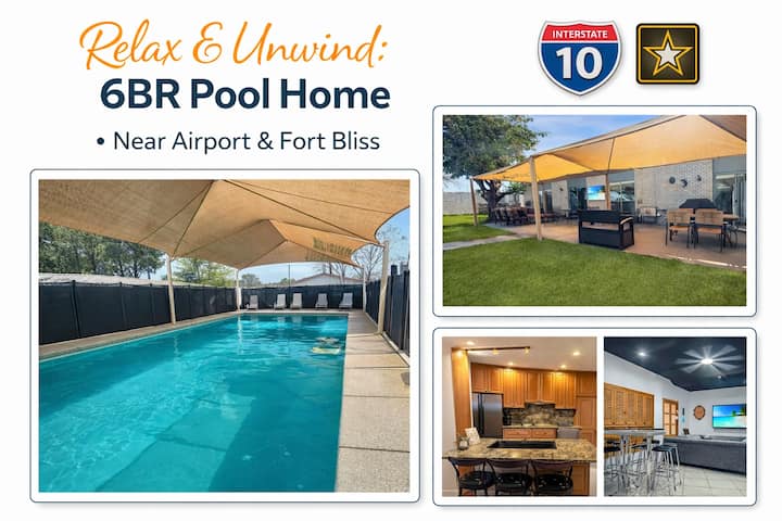6br Covered Pool Home Near I-10, Airport & Bliss - El Paso, TX