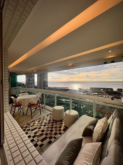 High standard apartment with a balcony overlooking the river.