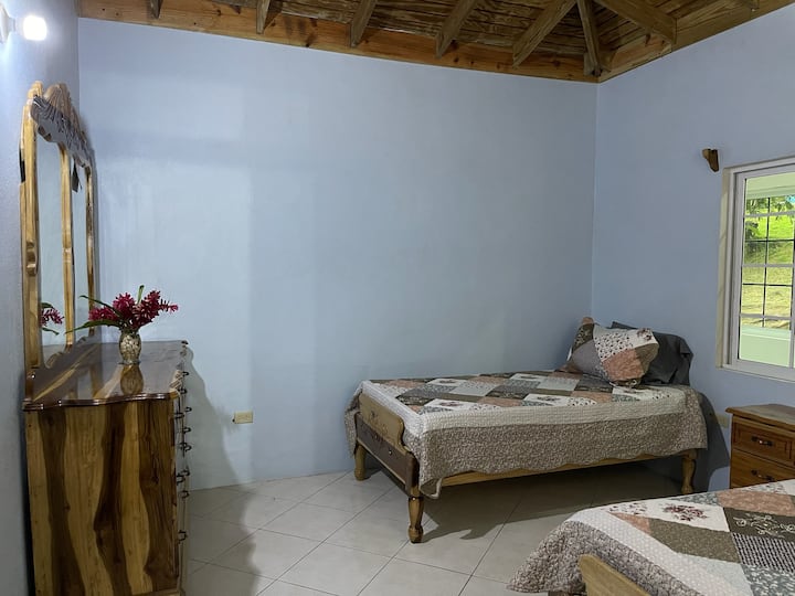 בחדר הביתי הזה יש שתי מיטות נפרדות - מושלם לילדים! 