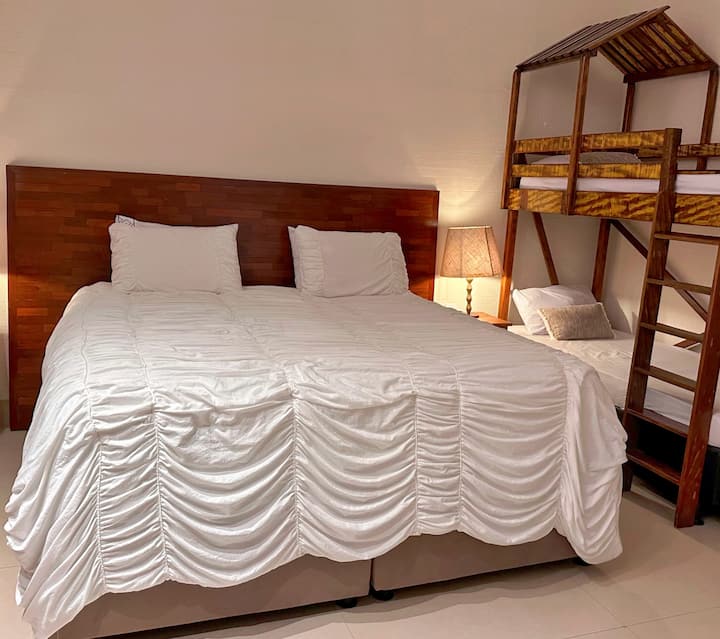 King Size Bed and Bunk made with super sturdy, firm and safe demolition wood.
