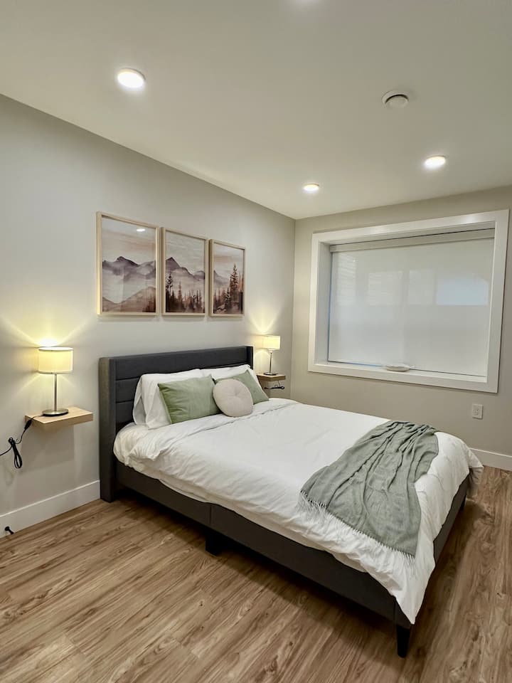 Master bedroom, with private attached bathroom.