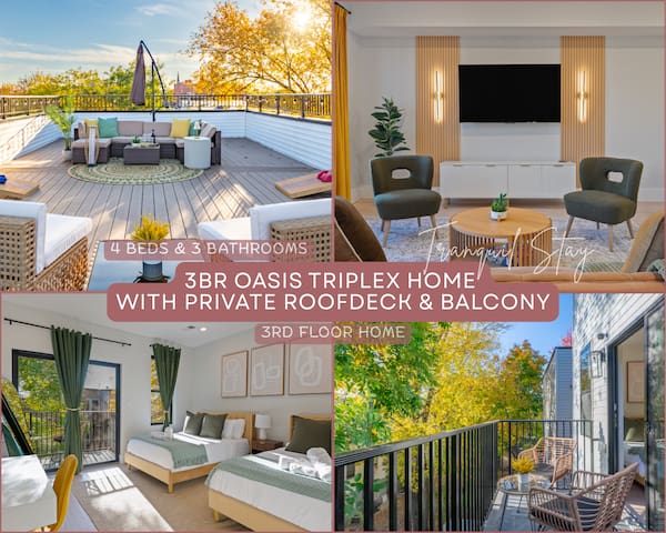 Huge Roofdeck!Easy PATH access to NYC 3BR+3BA Home