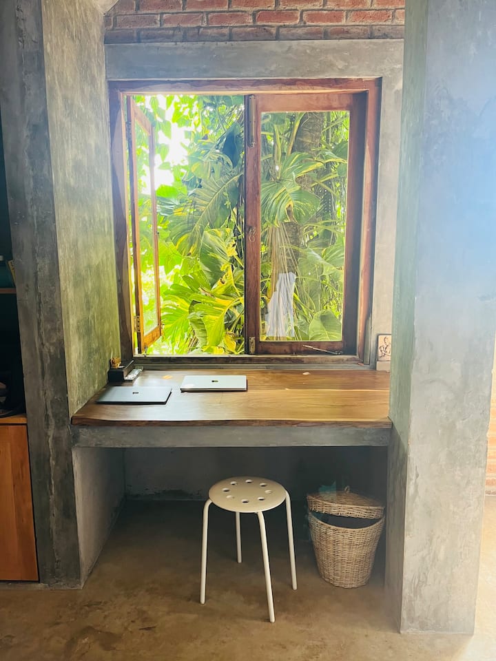 Wooden desk for working