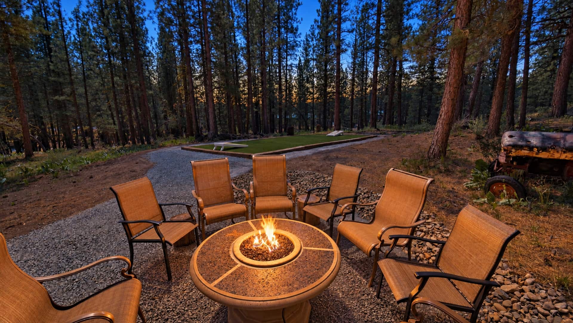 Fire pit · Seating for ten