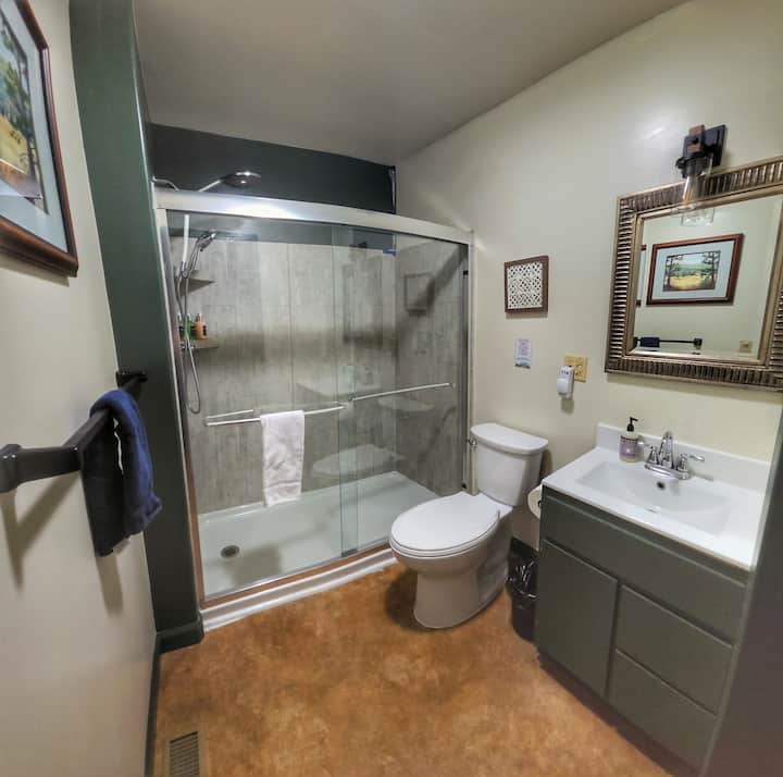 Bathroom 1 · Remodeled walk-in shower