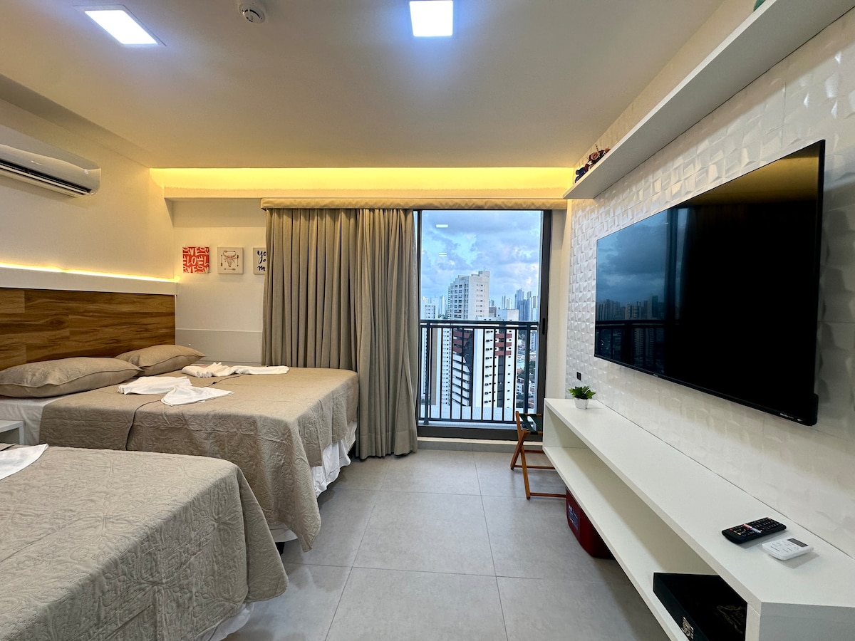 Top Airbnb: Flat 21 floor sea view: Manaíra | gym, 600Mb em João Pessoa