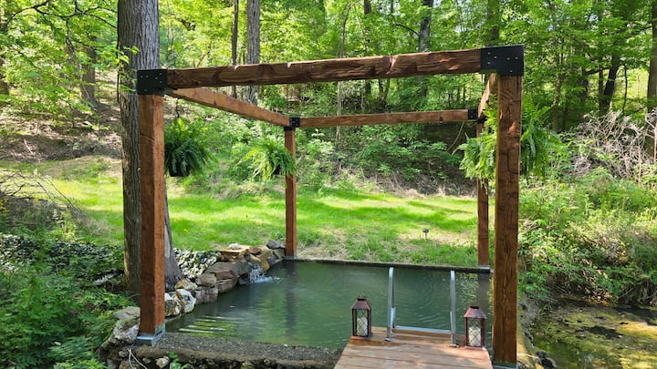 The pergola and waterfall