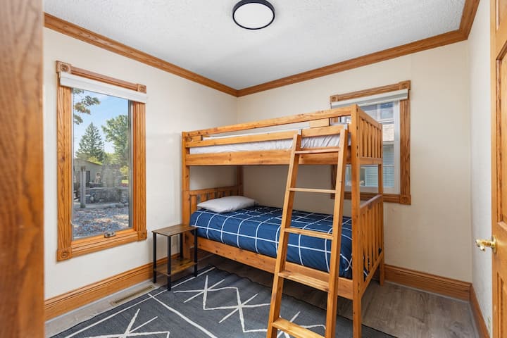 The fourth bedroom offers a twin over twin bunk bed. 