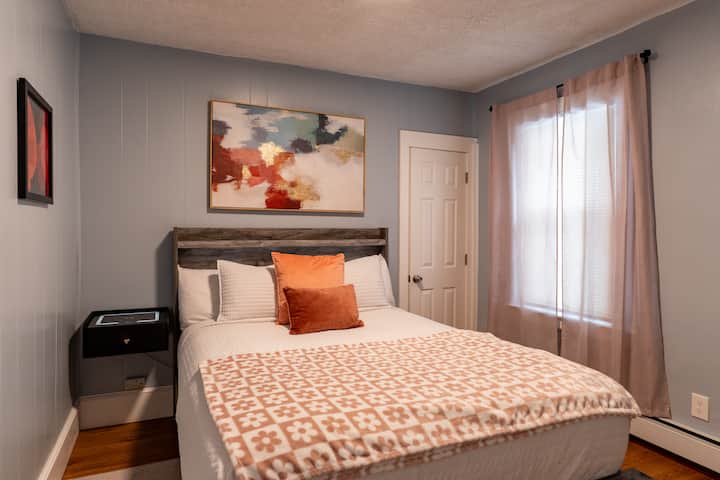 BR#2 The queen bed includes a memory foam mattress topper and built in LED lighting. There is also under the bed drawers for additional storage.