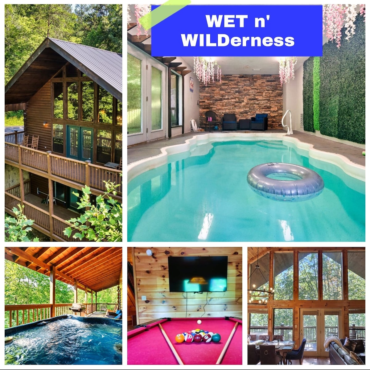 Luxe Indoor Pool Cabin~4 BedRms~GameRm~HotTub