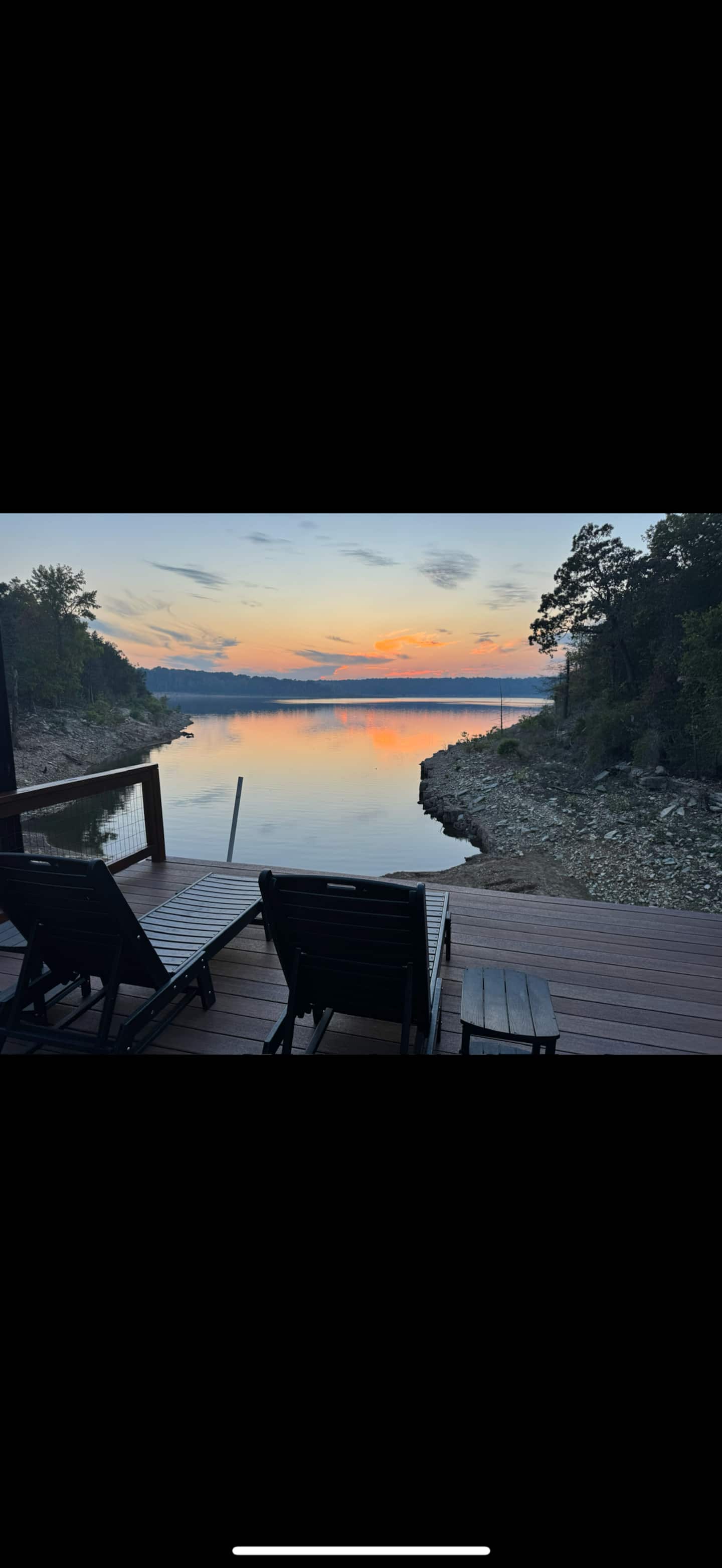 Private lakeside deck at Sunset Cove