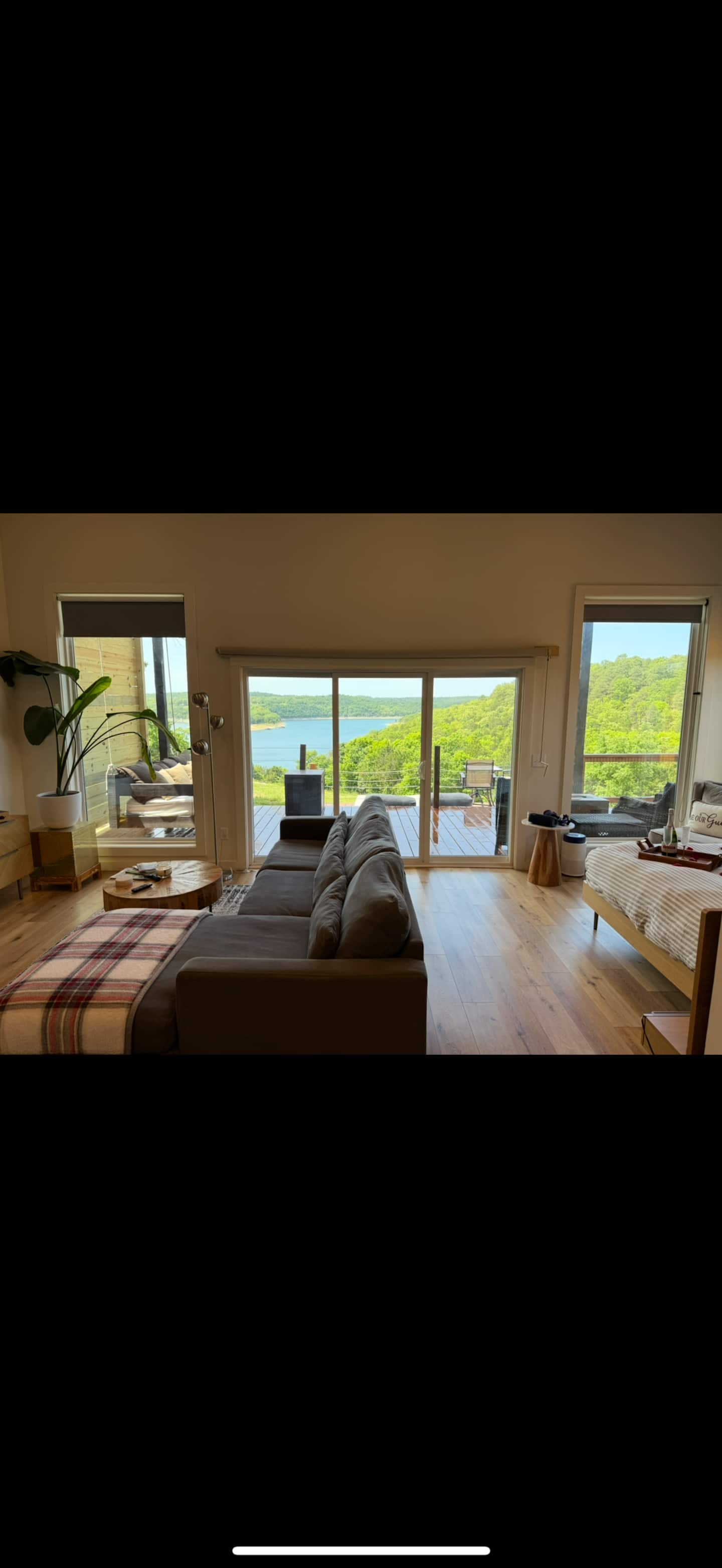 Interior of Overlook Cabin with panoramic Norfork Lake view