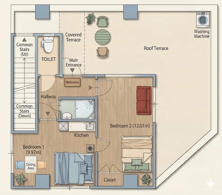 Appt 35m² 2br Balcon｜direct Asakusa/ginza｜4 Pers - Asakusa