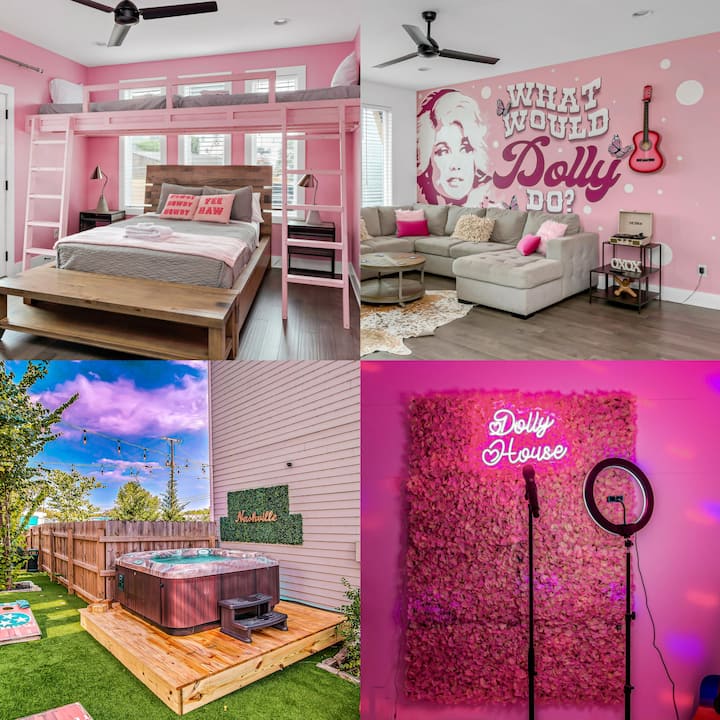 10m to DT-HotTub/Karaoke-9 beds-Dolly's Pink Home - Houses for