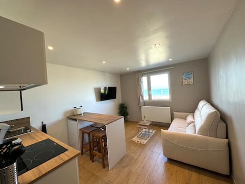 Annonce Airbnb populaire: Sea view studio + private parking à Calais