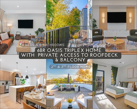 6BR NYC Escape|2 Flr|MASSIVE Rooftop|Sleeps 16+!