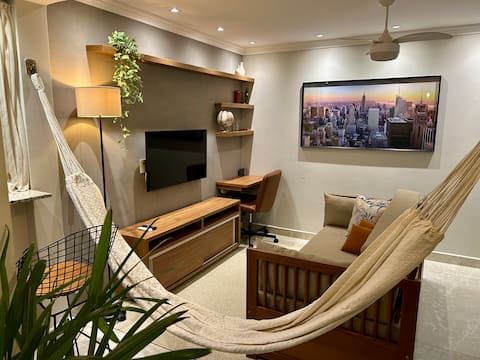 Apartment with A/C + parking space + leisure.