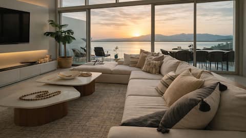 Luxury apartment with oceanfront terrace.