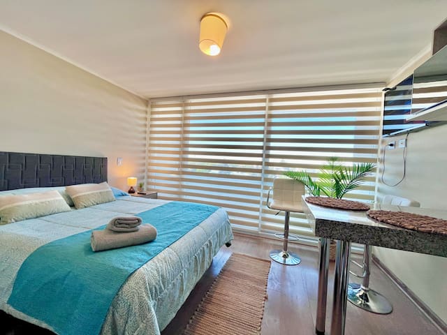 Entire home with 1 bedrooms in Sector Curico Chillan - Increíble Piso 9+wifi+tv+centro chillan