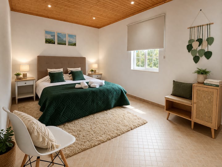 Quarto muito espaçoso e confortável