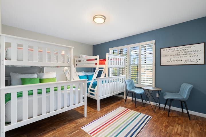 Bedroom 4 with two twin over full bunk beds. Can sleep 6 total.