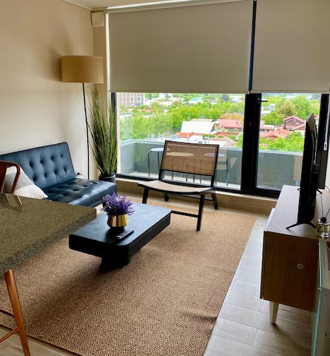 A modern and central apartment.
