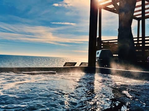 Cedar Sauna + Hot Tub on a Lake Erie Bluff