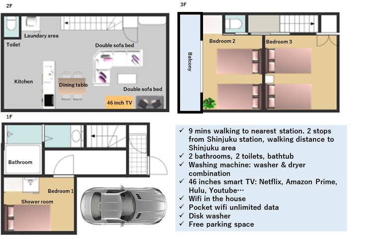Shinjuku 3 min Luxury 3BR Shibuya 2 bathroom wifi gallery image 2