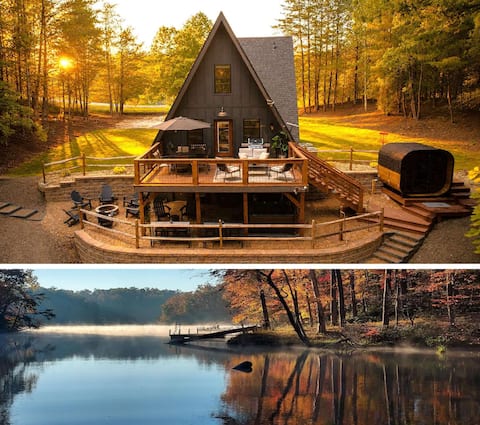 Lakefront•Sauna•Private Dock•Kayaks•HotTub•FirePit